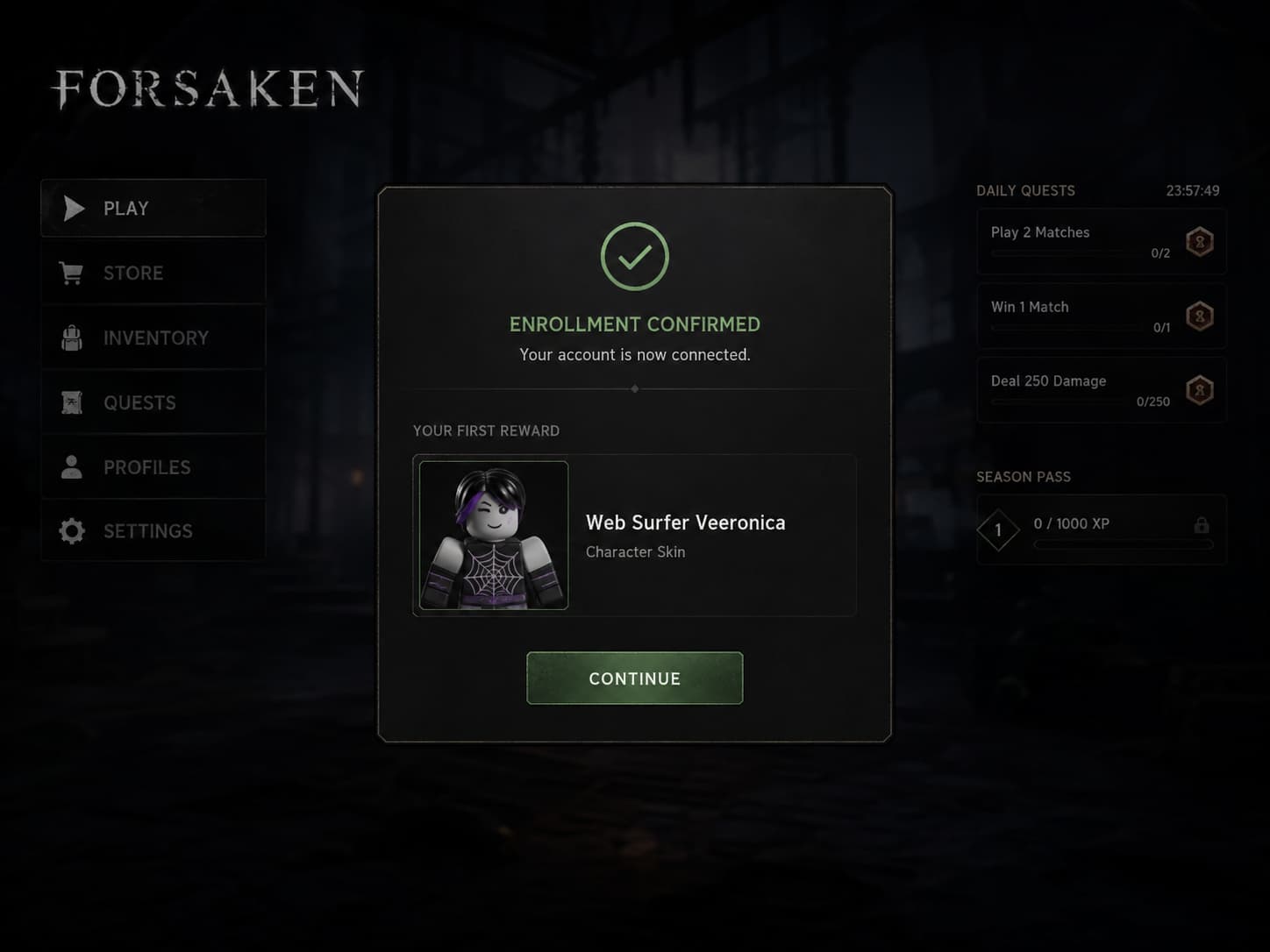 Подтверждение аккаунта Forsaken