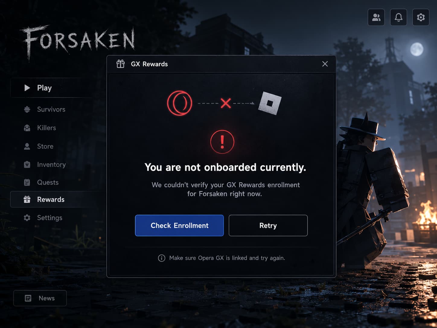 Ошибка аккаунта Forsaken