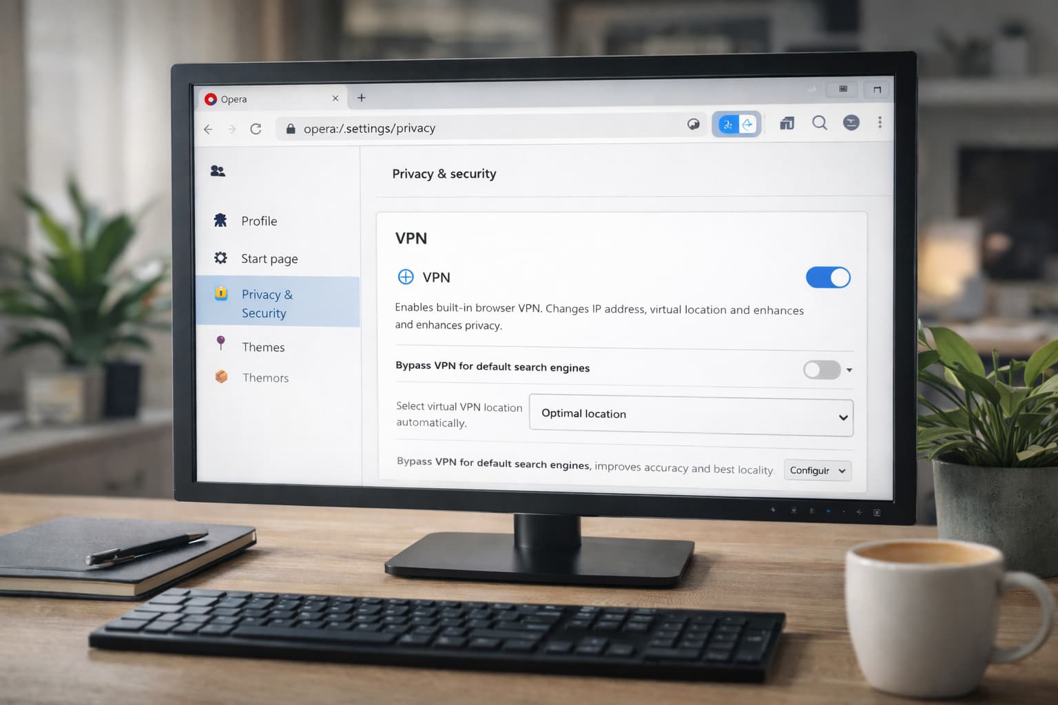 Включение VPN в Opera
