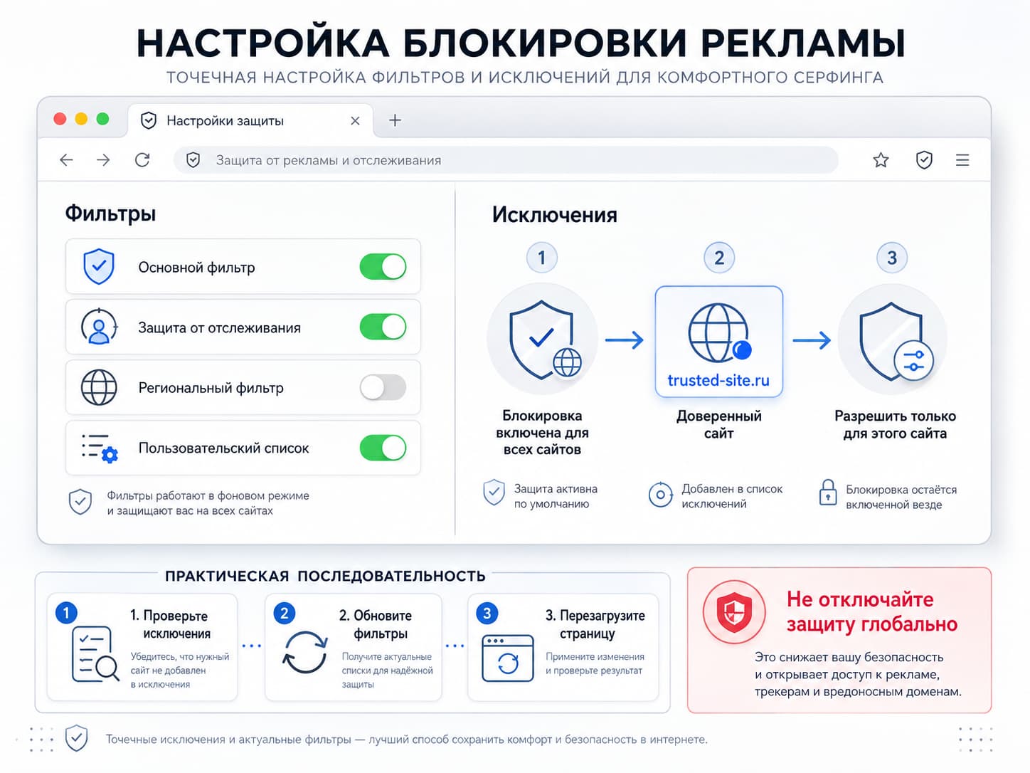 Фильтры и исключения в Opera Настройка фильтров и исключений блокировки рекламы в Opera