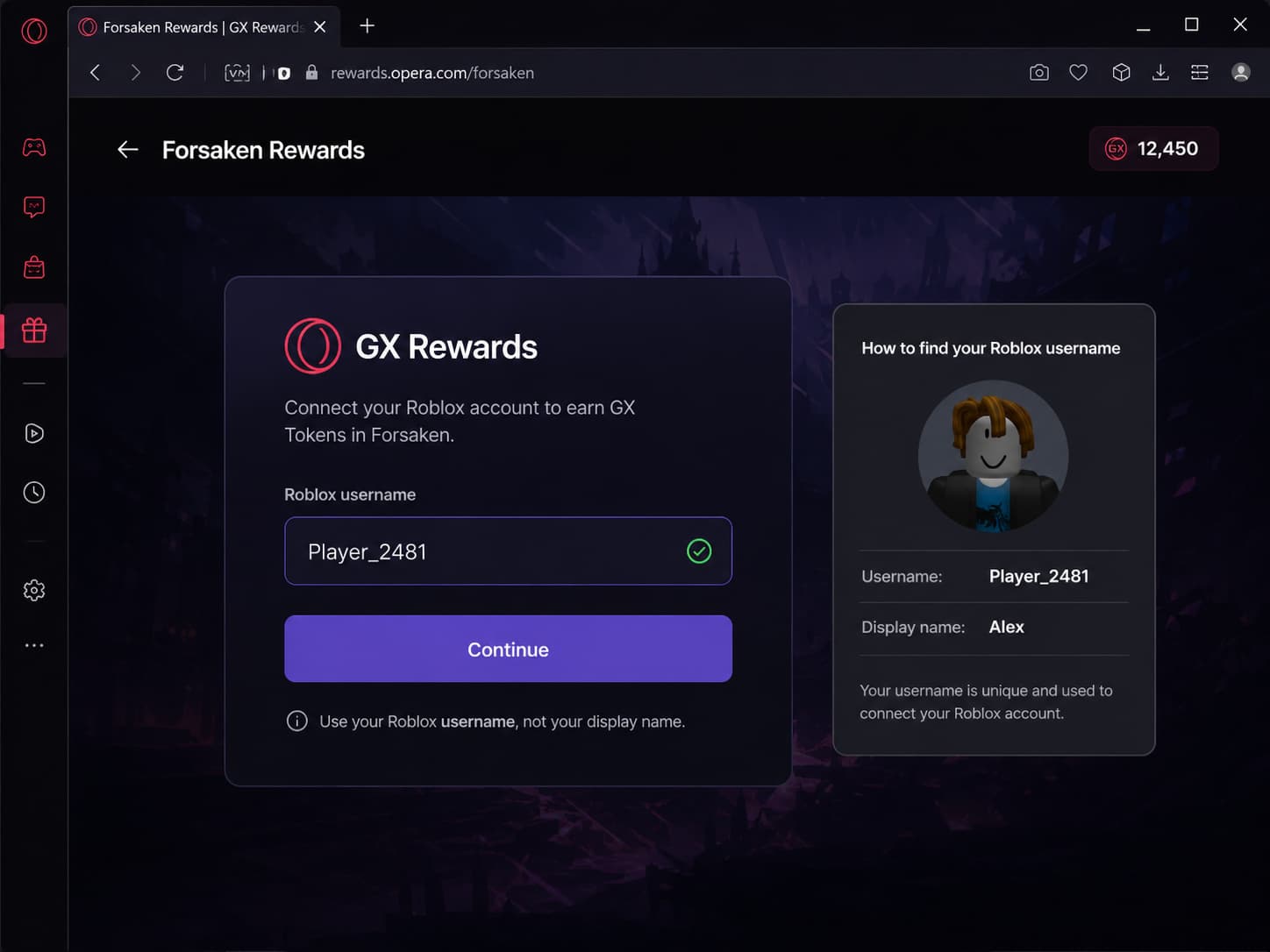 Ввод username Roblox